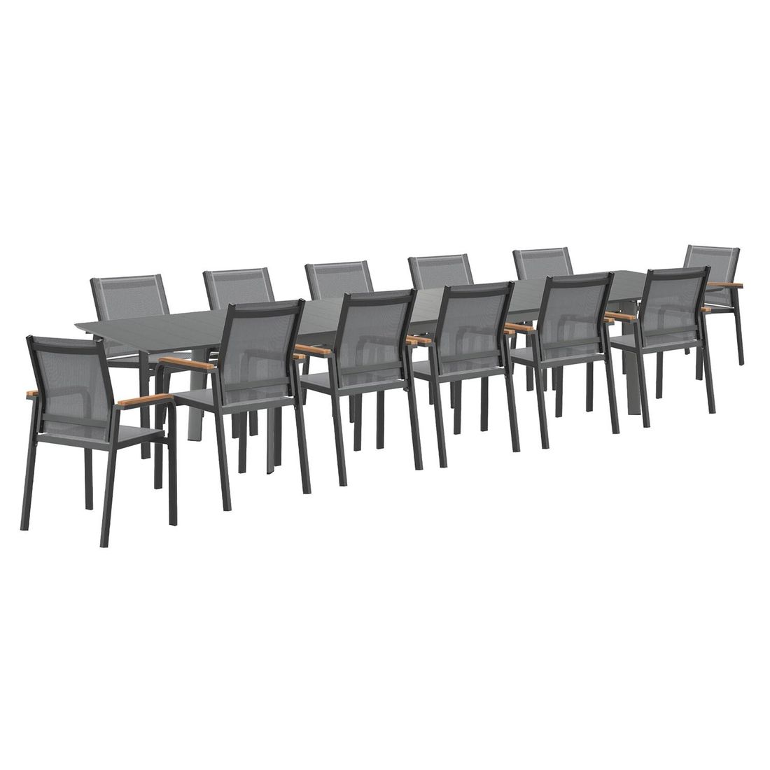OUTLIV. Florenz Gartenmöbel-Set XXL (12 Plätze) Tisch 266/3331/396x110cm