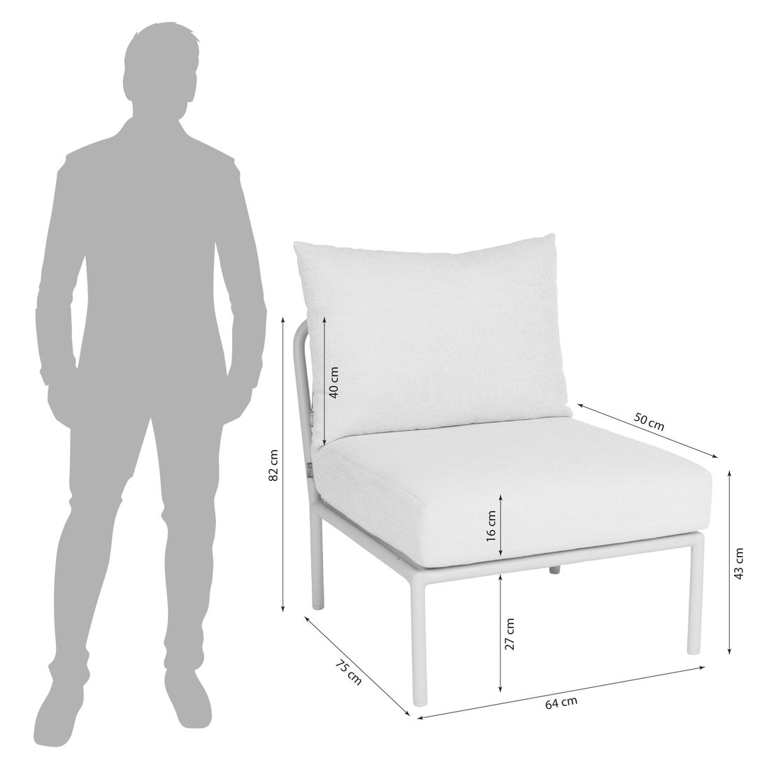 Stern Romy Mittelmodul Aluminium/Rope/Outdoorstoff