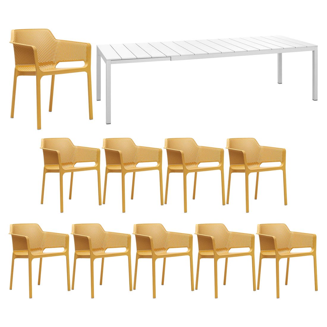 Nardi Net Gartenmöbel-Set XXL (10 Plätze) Tisch 210/280x100cm