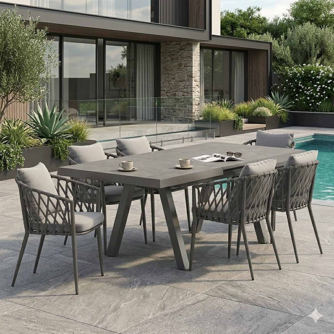 LC Garden Sunrepo Gartenmöbel-Set L 6 (Plätze) Tisch 160/210x100cm