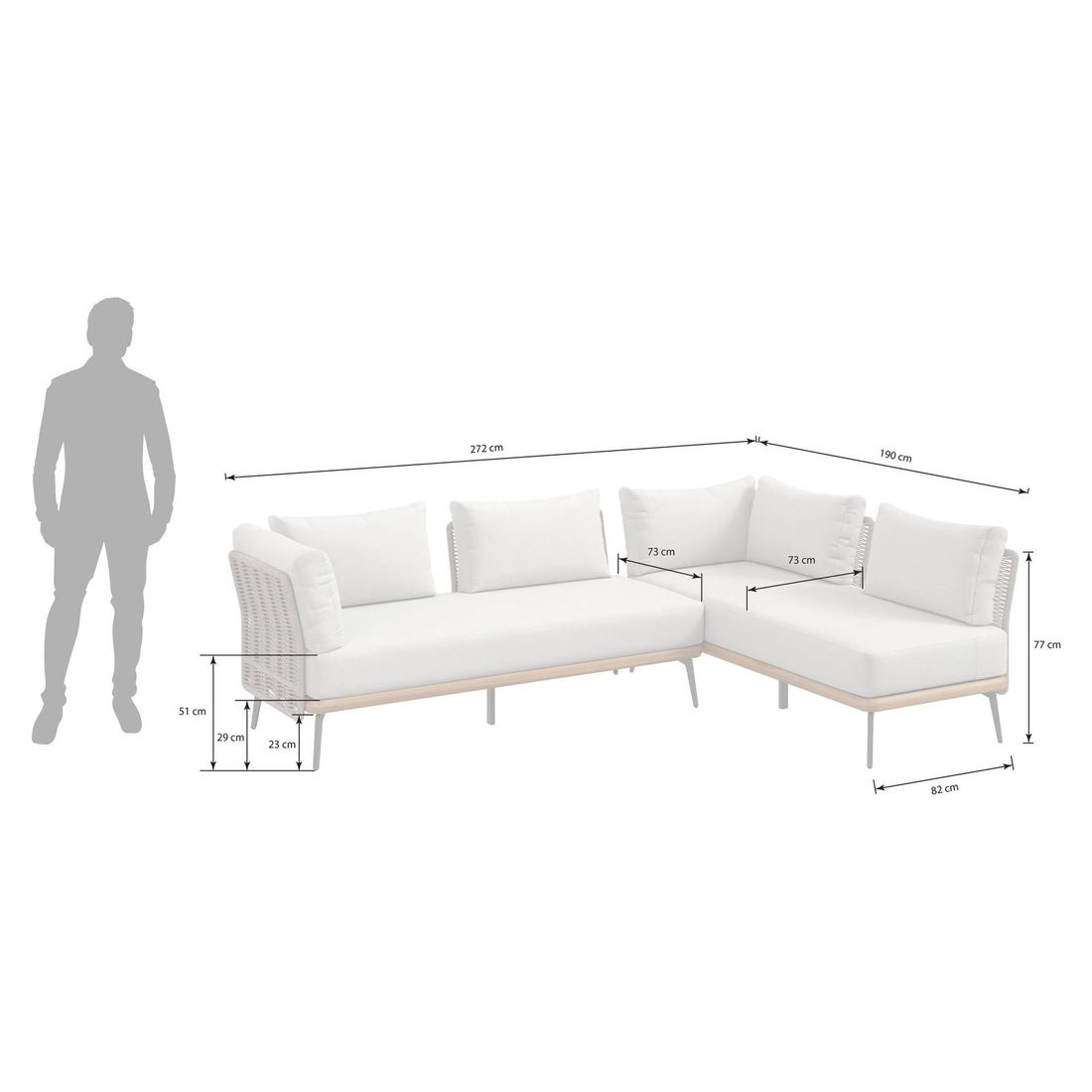 OUTLIV. Ava Dininglounge Akazie/Rope/Polyester