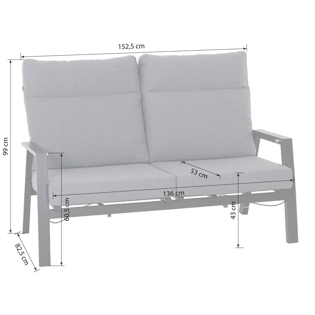 Siena Garden Valencia Loungeset verstellbar inkl. OUTLIV. Lifttisch Aluminium/Polypropylen