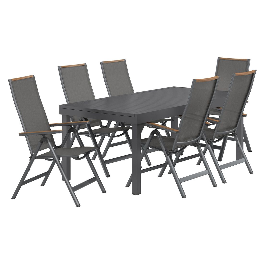OUTLIV. Jacob Gartenmöbel-Set L verstellbar (6 Plätze) Tisch 200/320x100,5cm