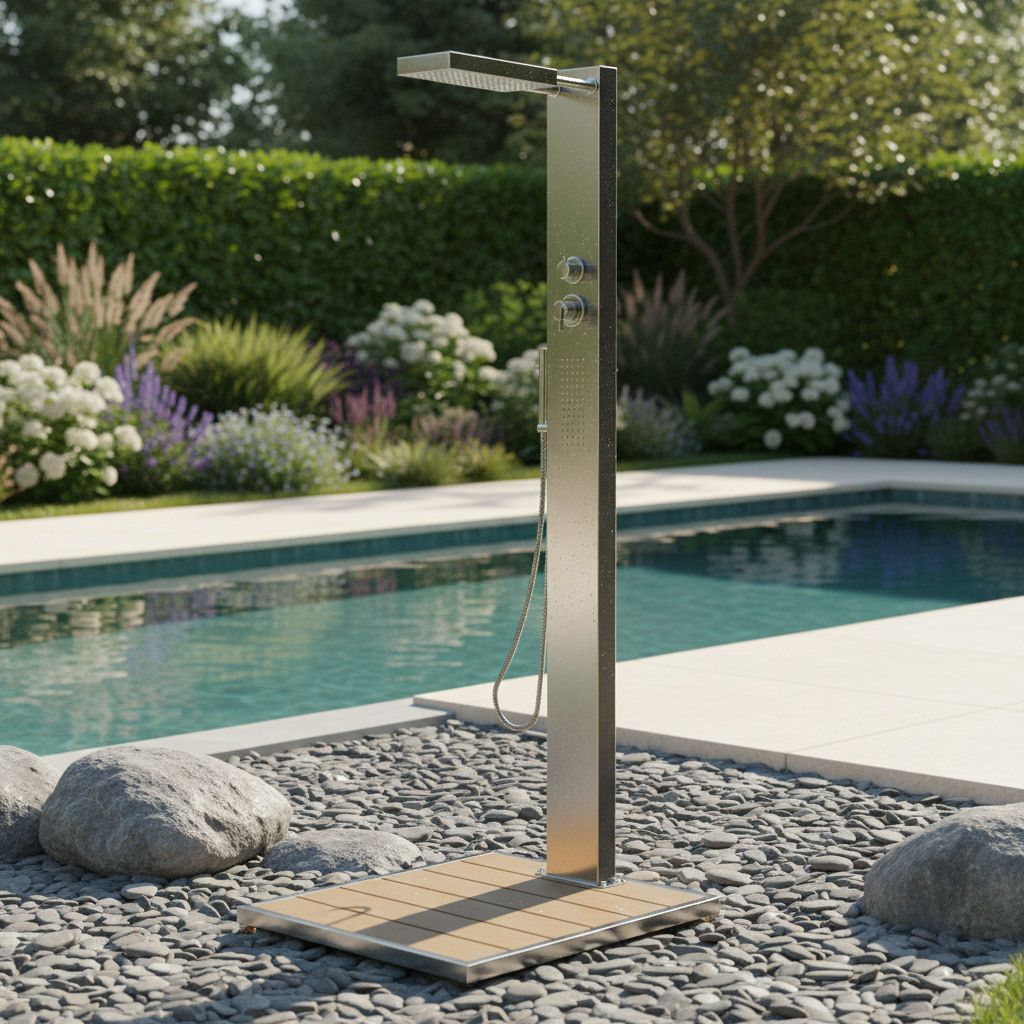 Ideal Elba Gartendusche Warmwasser Edelstahl/WPC