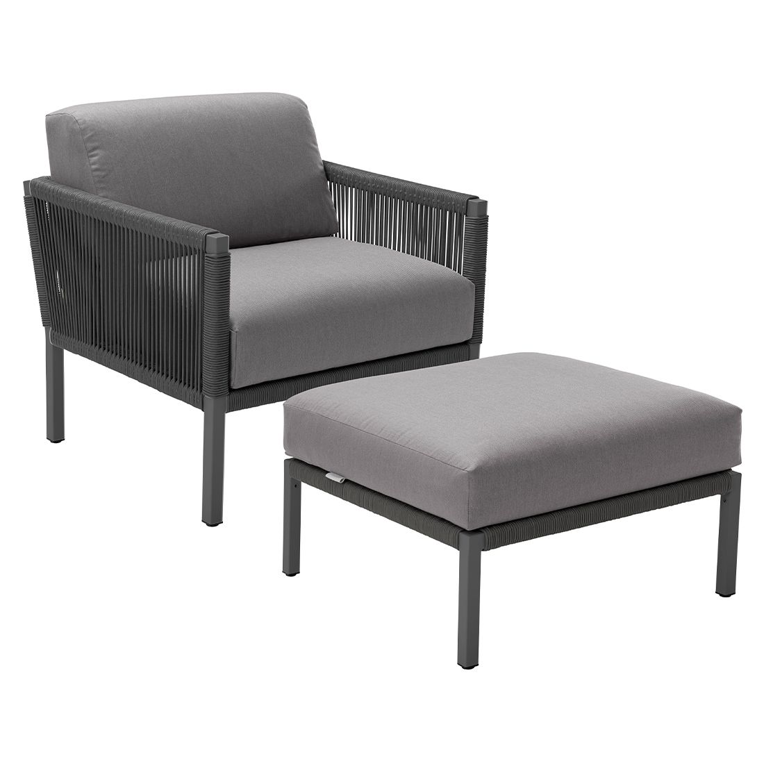 Solpuri Club Loungesessel inkl. Hocker Aluminium/Rope/Acryl