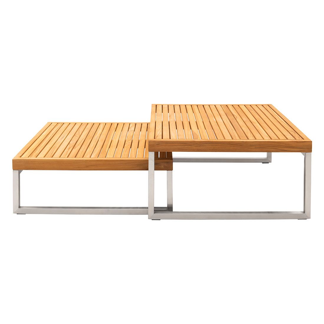 OUTLIV. Hawaii Loungetische 2er Set Edelstahl/Teak