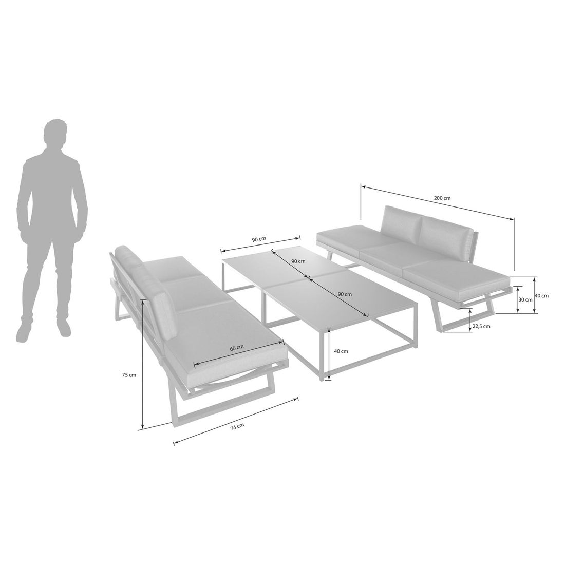 OUTLIV. Lucca Loungeset inkl. Loungetisch Aluminium/Polyester