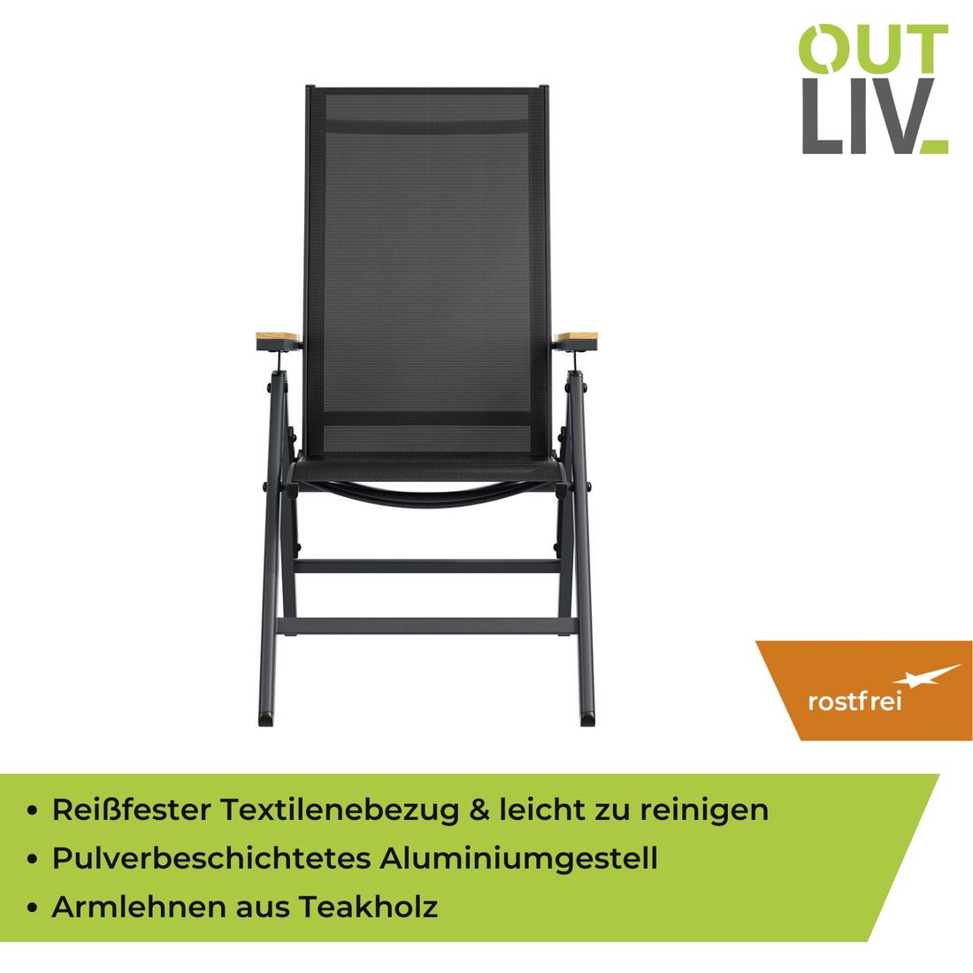 OUTLIV. Kobe Klappsessel verstellbar Aluminium/Textilene