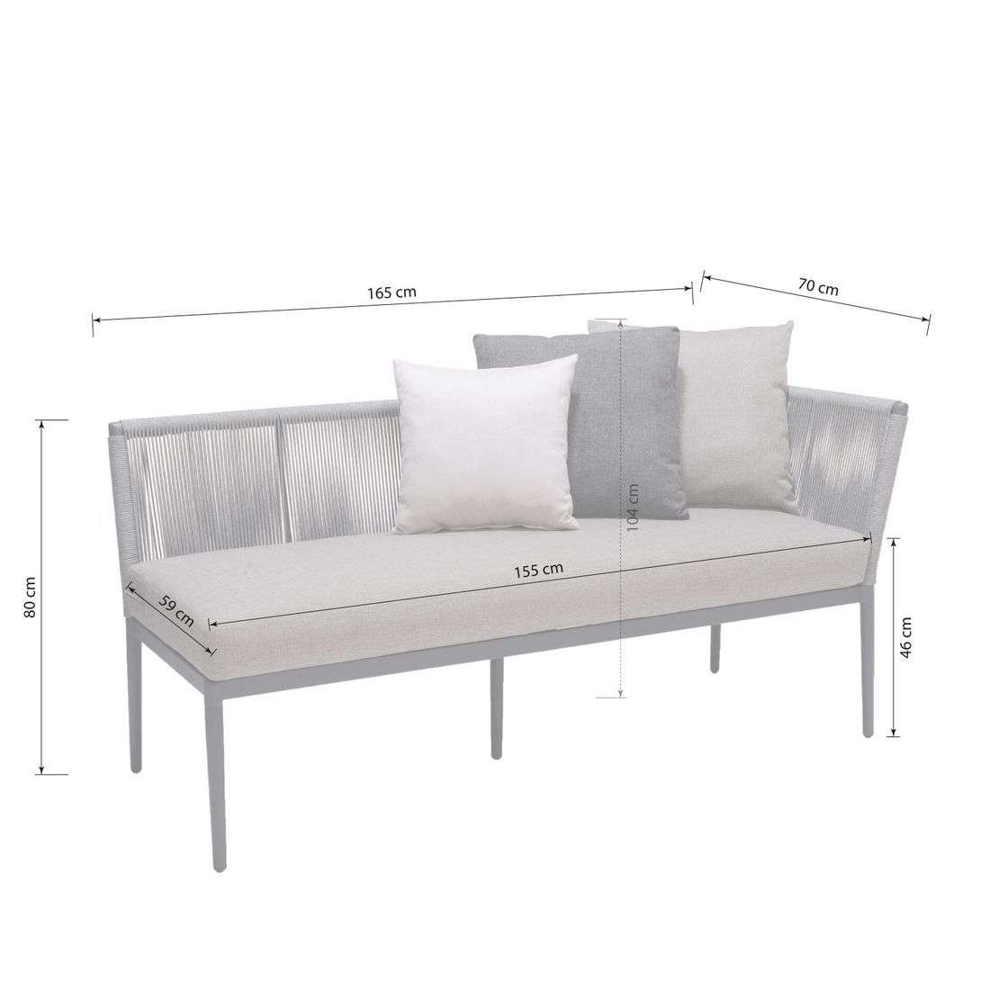 LifestyleGarden Topaz Diningsofa Aluminium/Rope/Olefin
