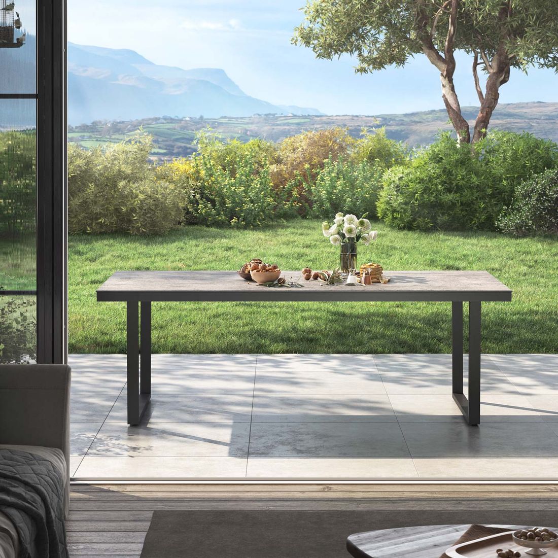 OUTLIV. Gartentisch 220x100cm Edelstahl/Dekton