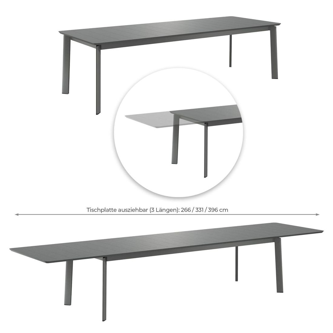 OUTLIV. Ohio Gartenmöbel-Set XXL (12 Plätze) Tisch 266/3331/396x110cm