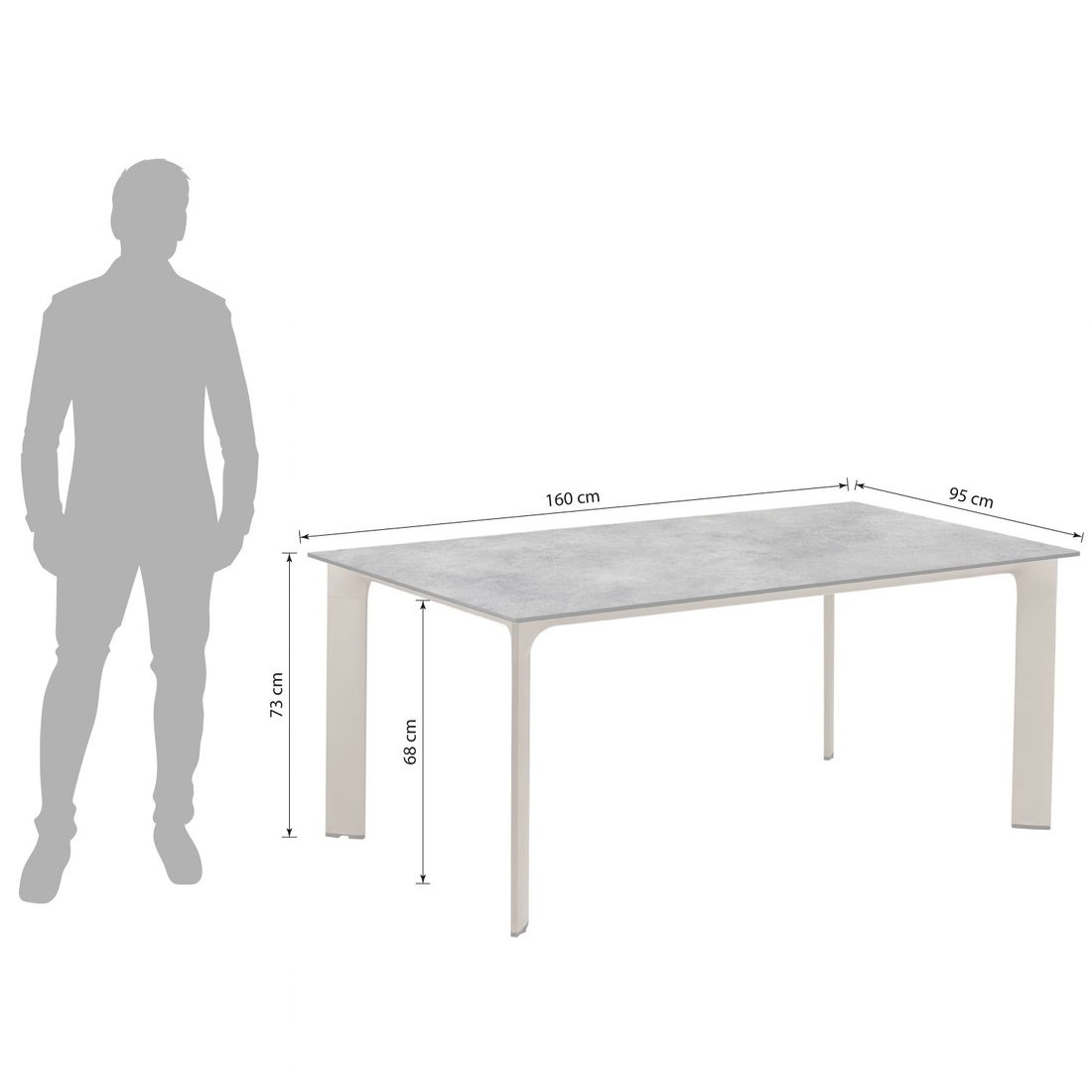 Kettler Diamond Gartentisch 160x95cm Aluminium/HPL