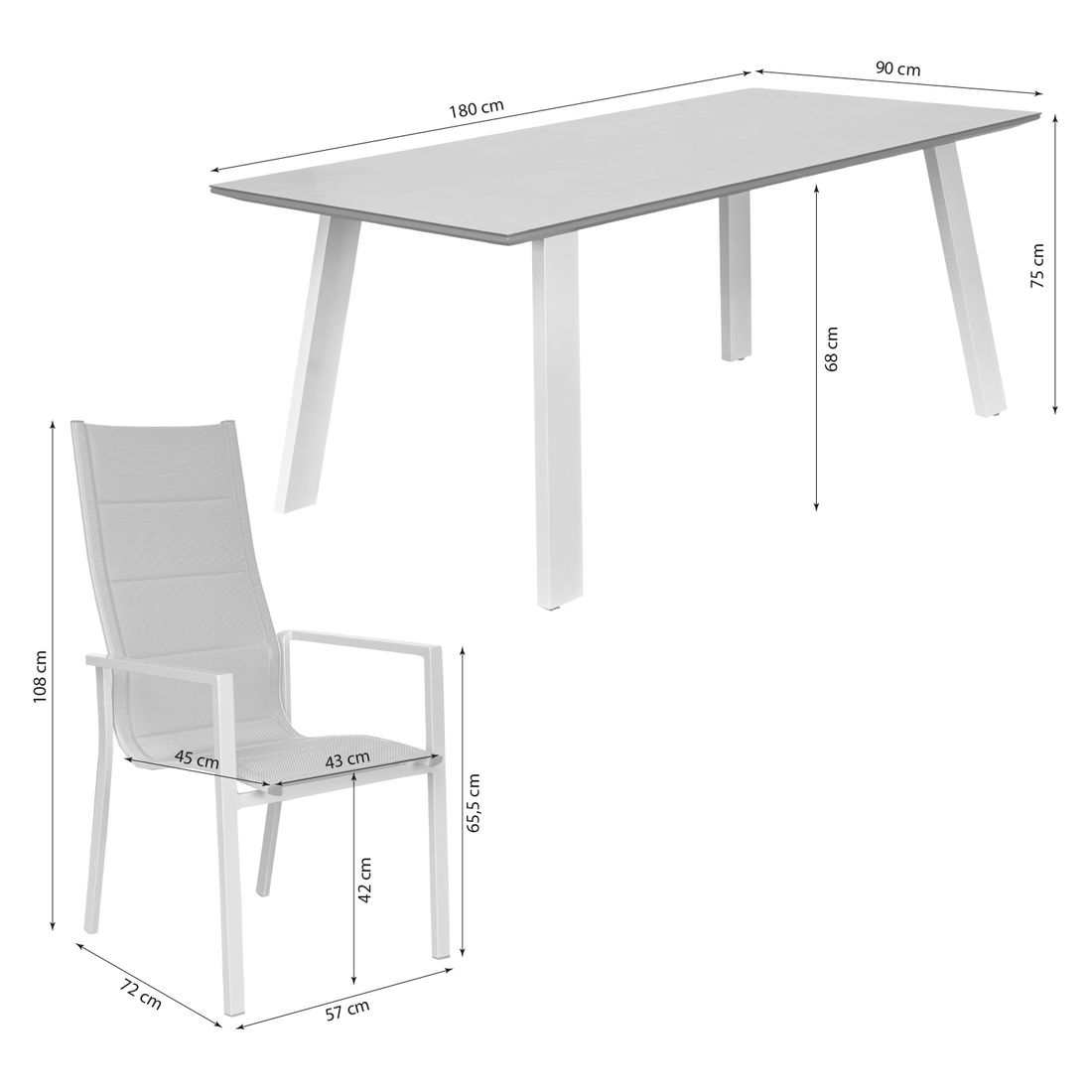 LC Garden Unicamo Gartenmöbel-Set M (4 Plätze) Tisch 180x90cm