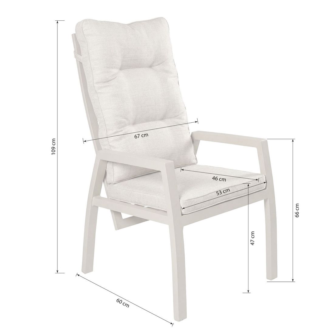 LC Garden Bondino Gartensessel verstellbar Aluminium mit Sitz- und Rückenkissen