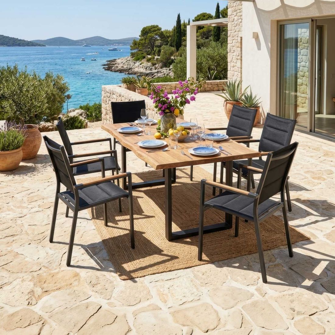 Niehoff Nantes Gartenmöbel-Set L (6 Plätze) mit OUTLIV. Tisch 200x100 cm