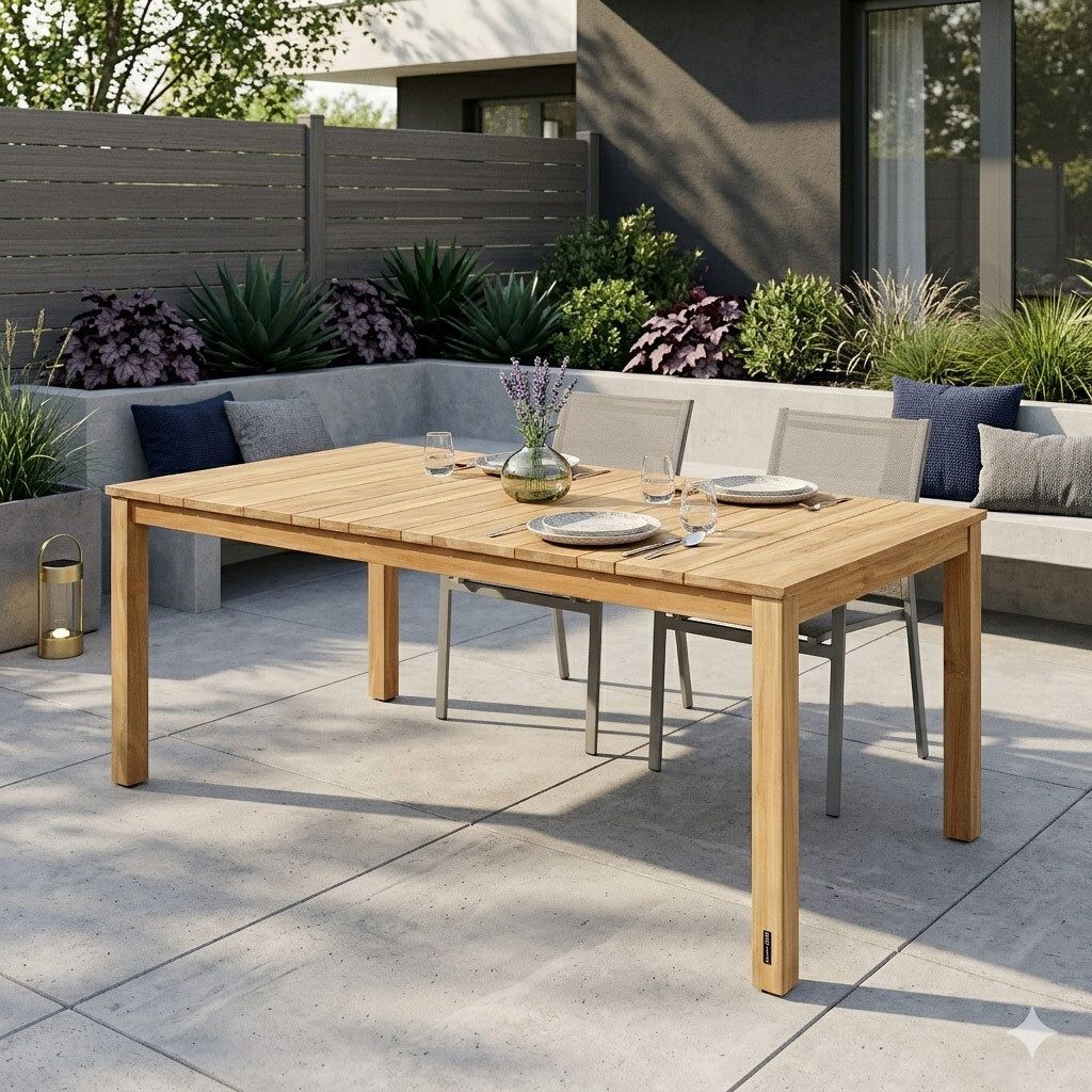 Zebra Derex Gartentisch 180x100cm Teak recycelt