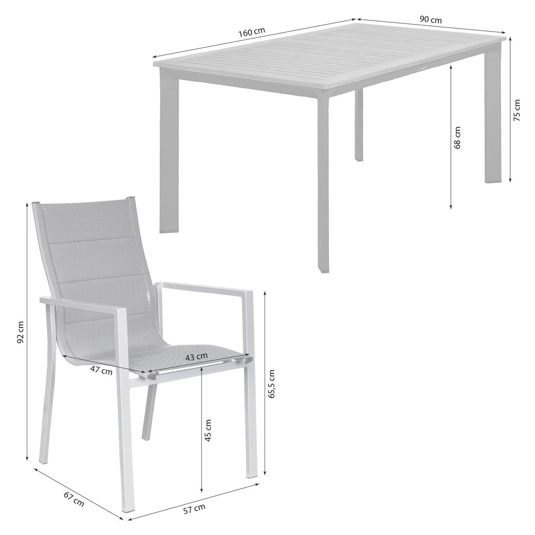 LC Garden Unicamo Gartenmöbel-Set M (4 Plätze) Tisch 160x90cm
