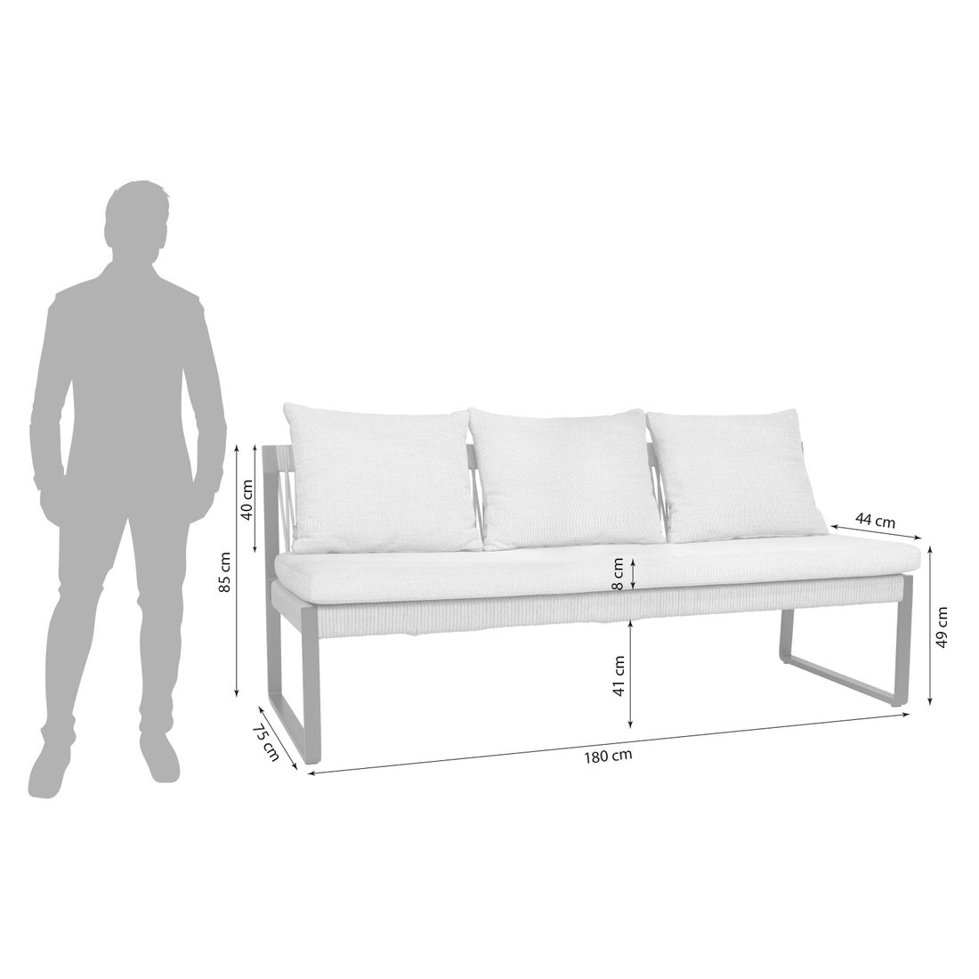 Stern Tammo Gartensofa Aluminium/Rope/Outdoorstoff
