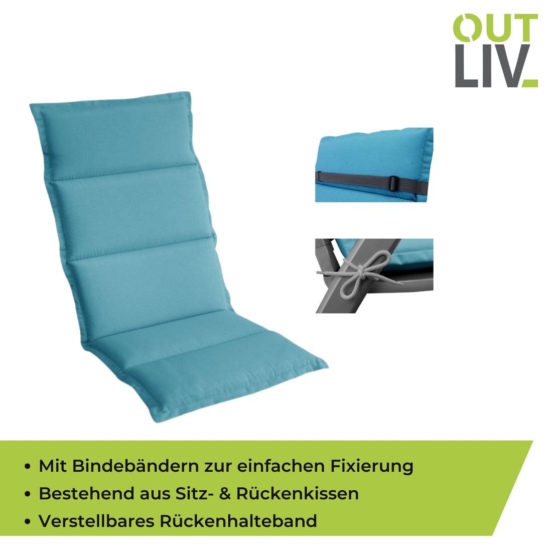 OUTLIV. Gartenstuhlauflage Hochlehner 50x120cm Mischgewebe