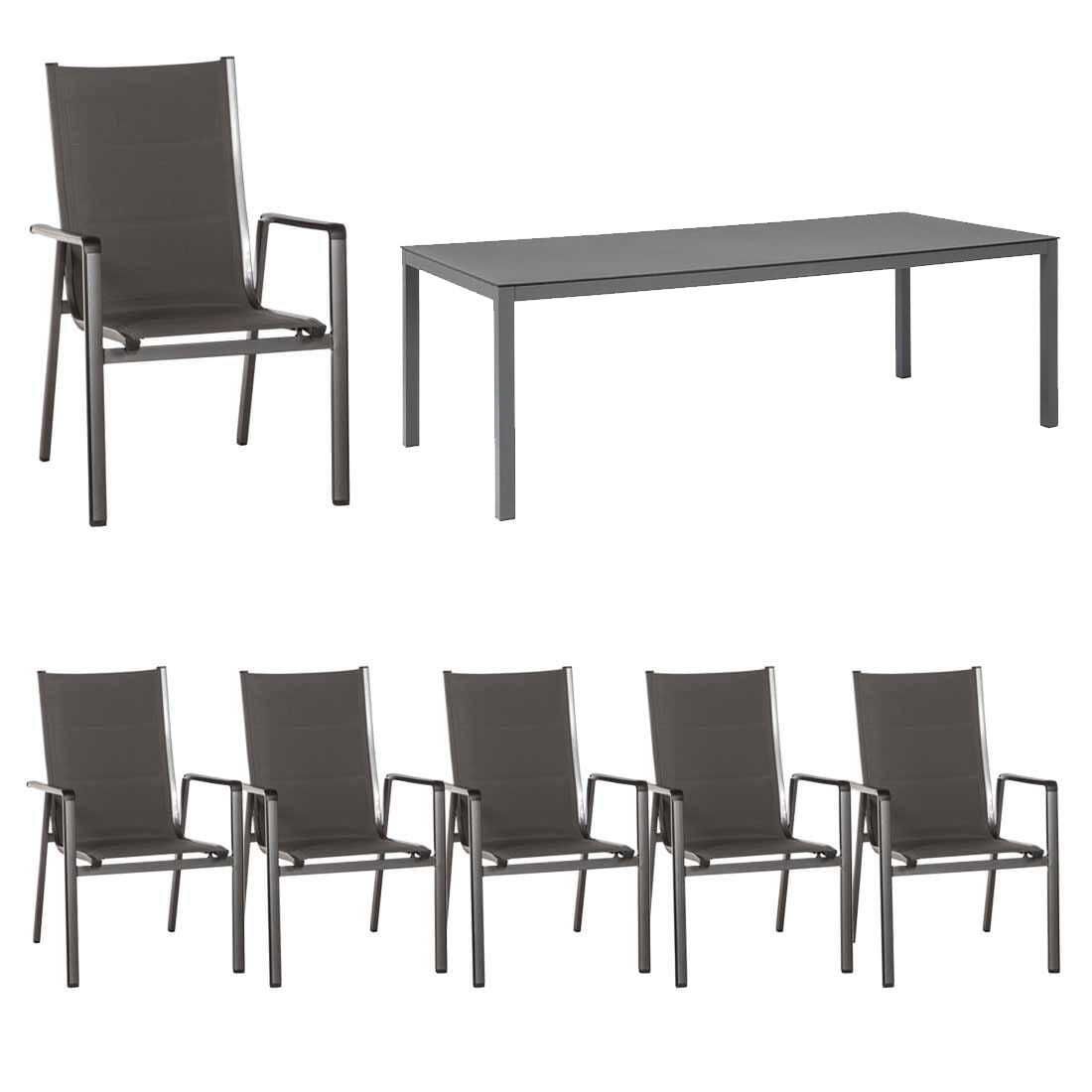 MWH Futosa Gartenmöbel-Set L (6 Plätze) Tisch 220x100cm