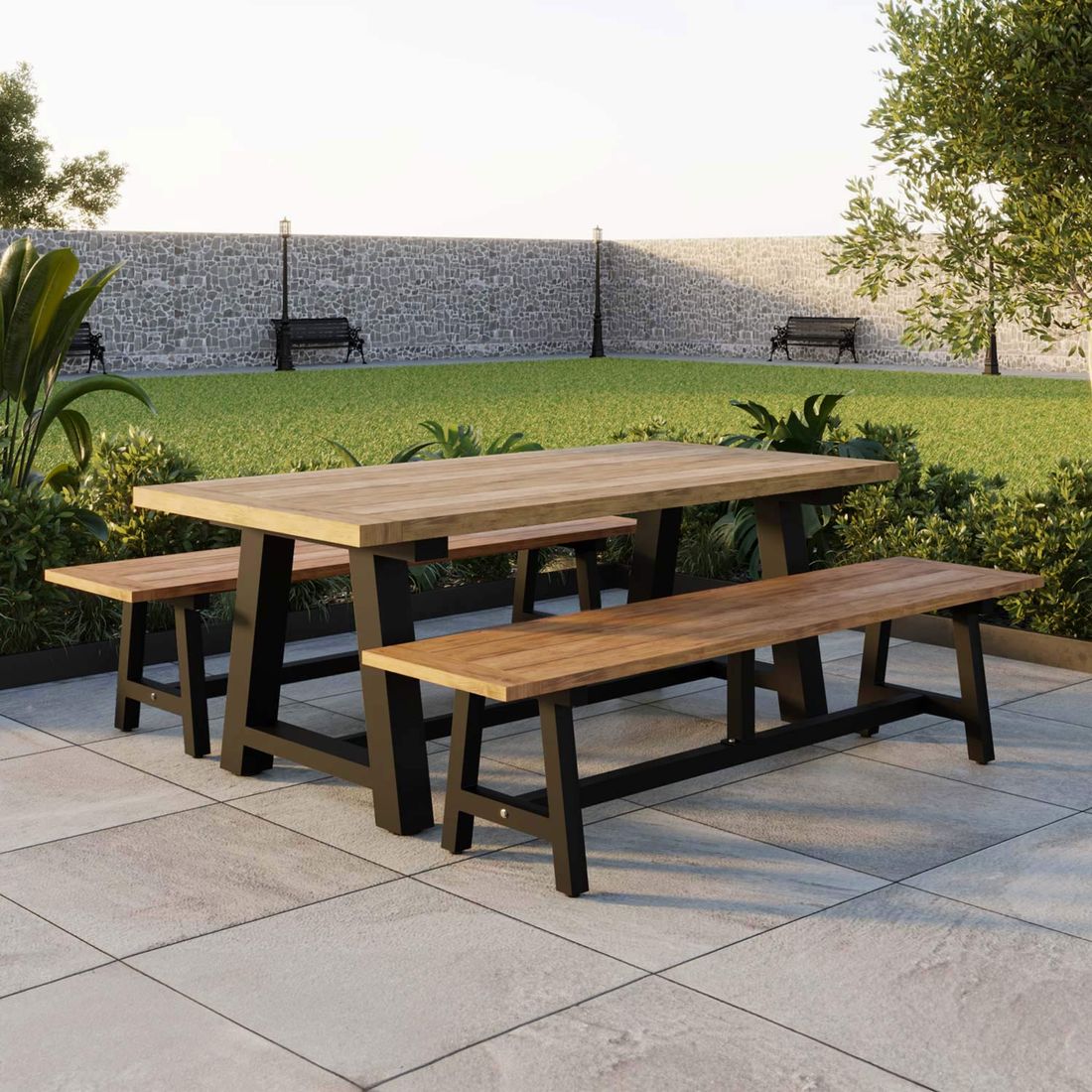 OUTLIV. Omaha Gartenmöbel-Set 3-tlg. Tisch 200x100cm