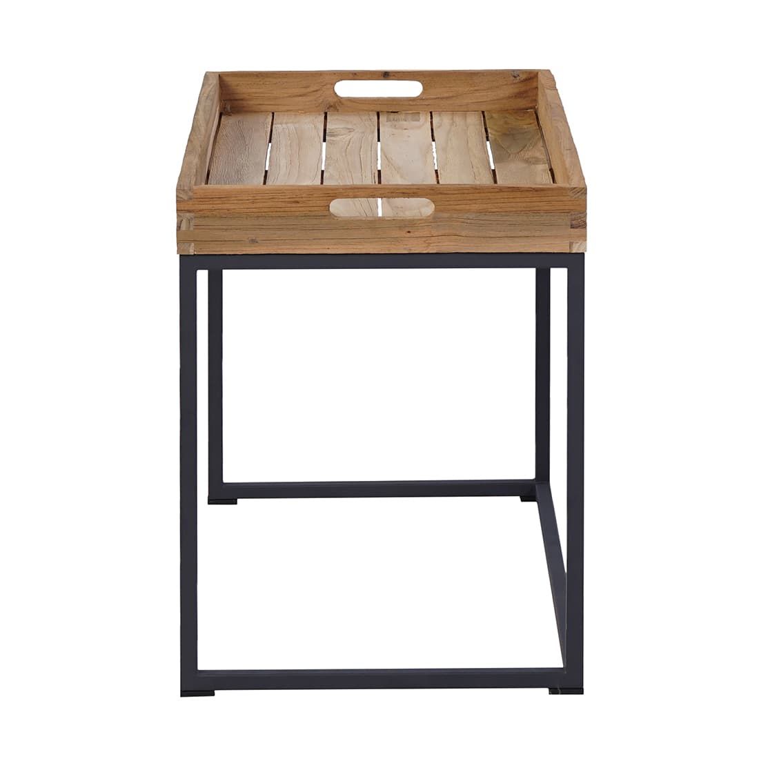 OUTLIV. Tray Beistelltisch 53x35cm Stahl/Teak Recycelt