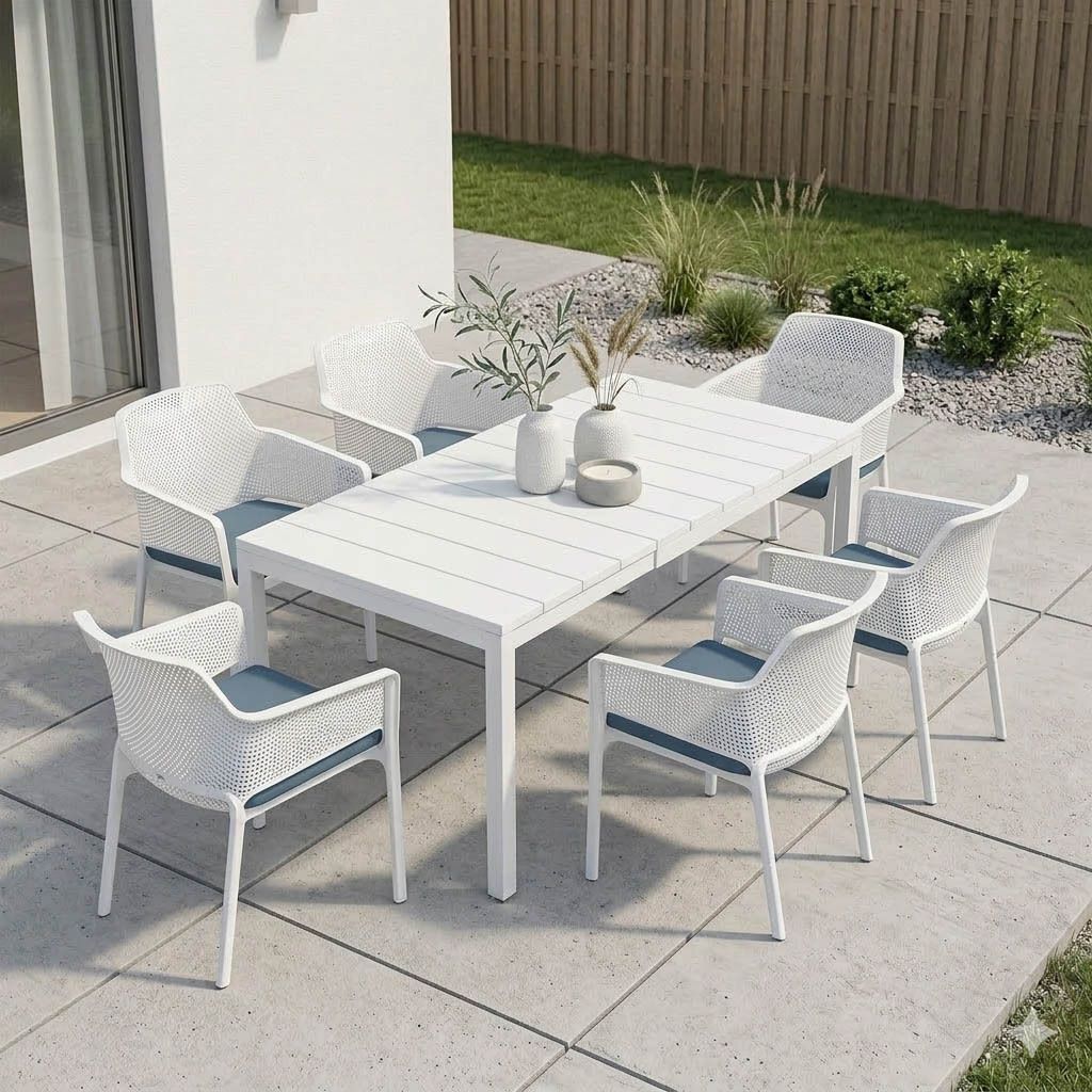 Nardi Net Gartenmöbel-Set L (6 Plätze) Tisch 140/210x85cm