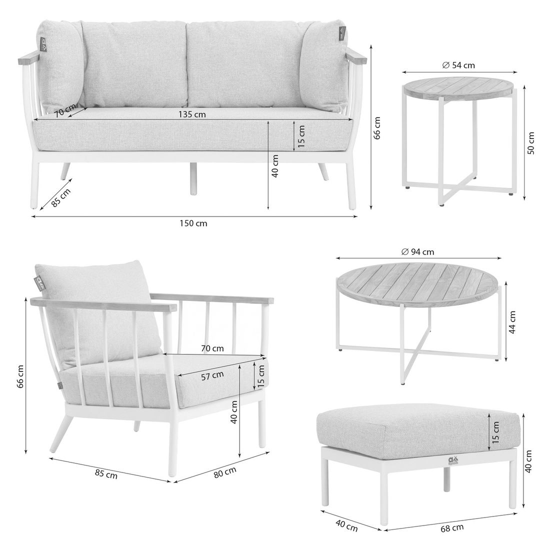Apple Bee Condor Loungeset inkl. Loungetische Aluminium/Bee Wett