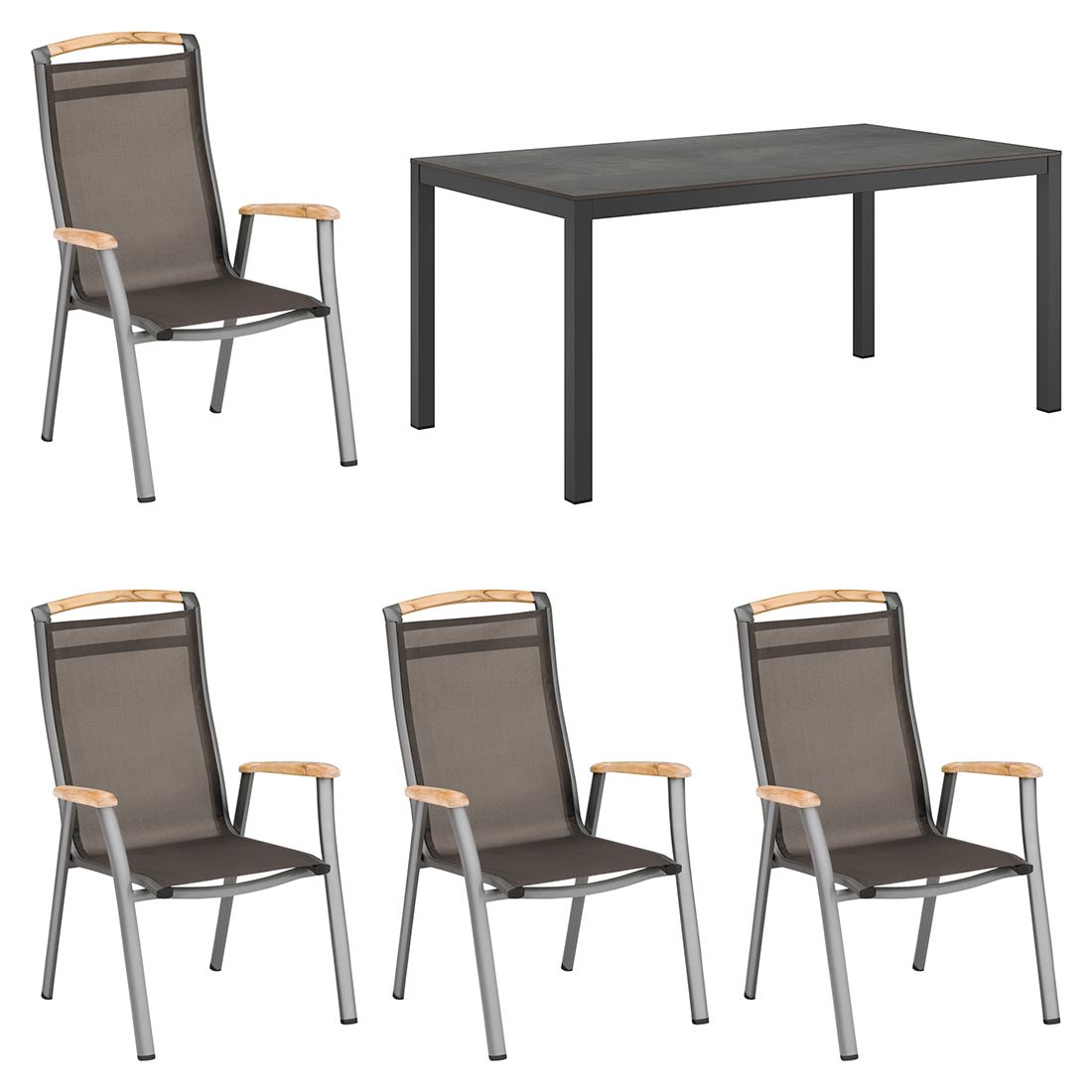 Kettler Memphis Gartenmöbel-Set M (4 Plätze) mit OUTLIV. Tisch 160x90cm