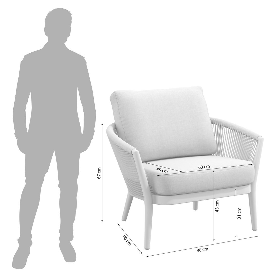 OUTLIV. Monet Loungesessel Aluminium/Rope/Olefin