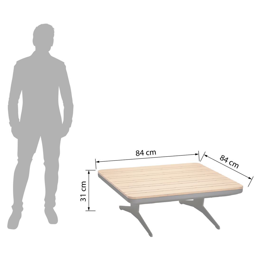 Stern Enya Loungetisch 84x84cm Aluminium/Teak