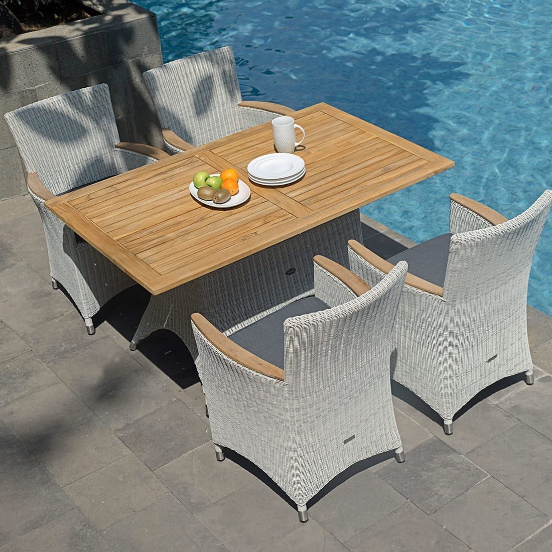Zebra Yachtclub Loomus Gartentisch 140x90cm Geflecht/Teak