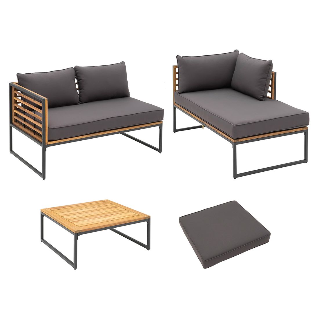 OUTLIV. Floris Ecklounge inkl. Loungetisch Stahl/Akazie/Polyester