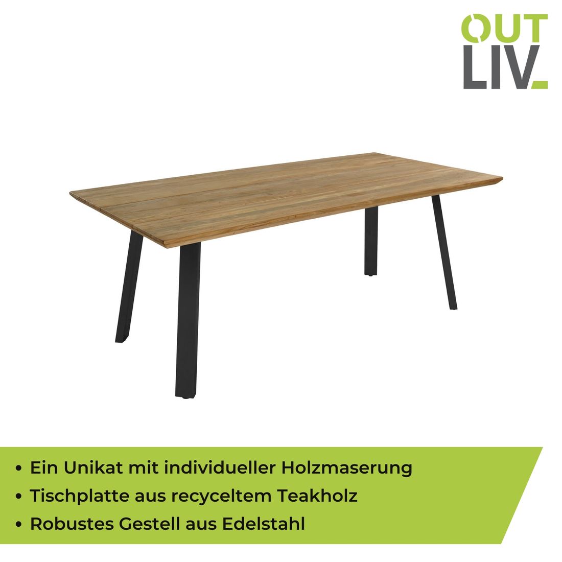 OUTLIV. Orleans Gartentisch Edelstahl/Teak