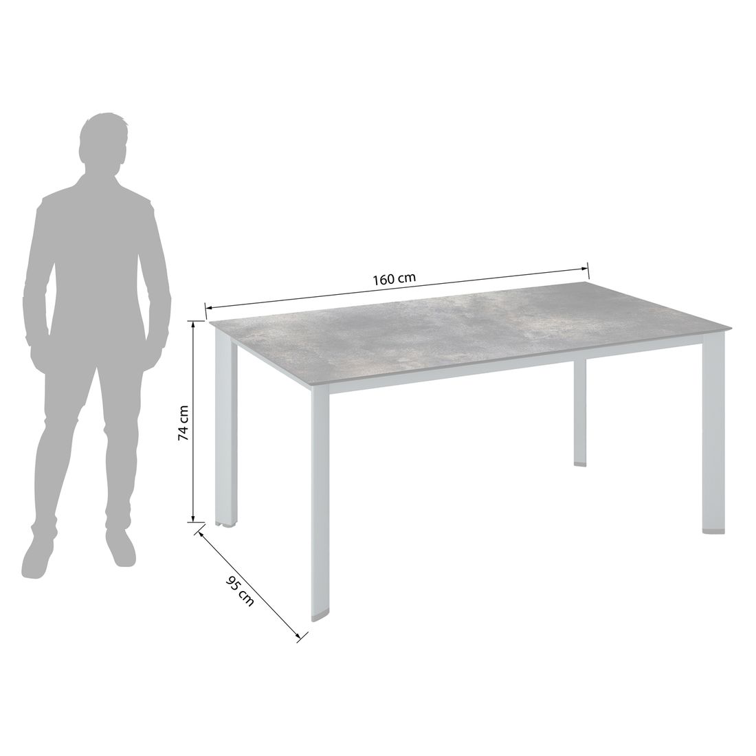 Kettler Edge Gartentisch 160x95cm Aluminium/Kettalux