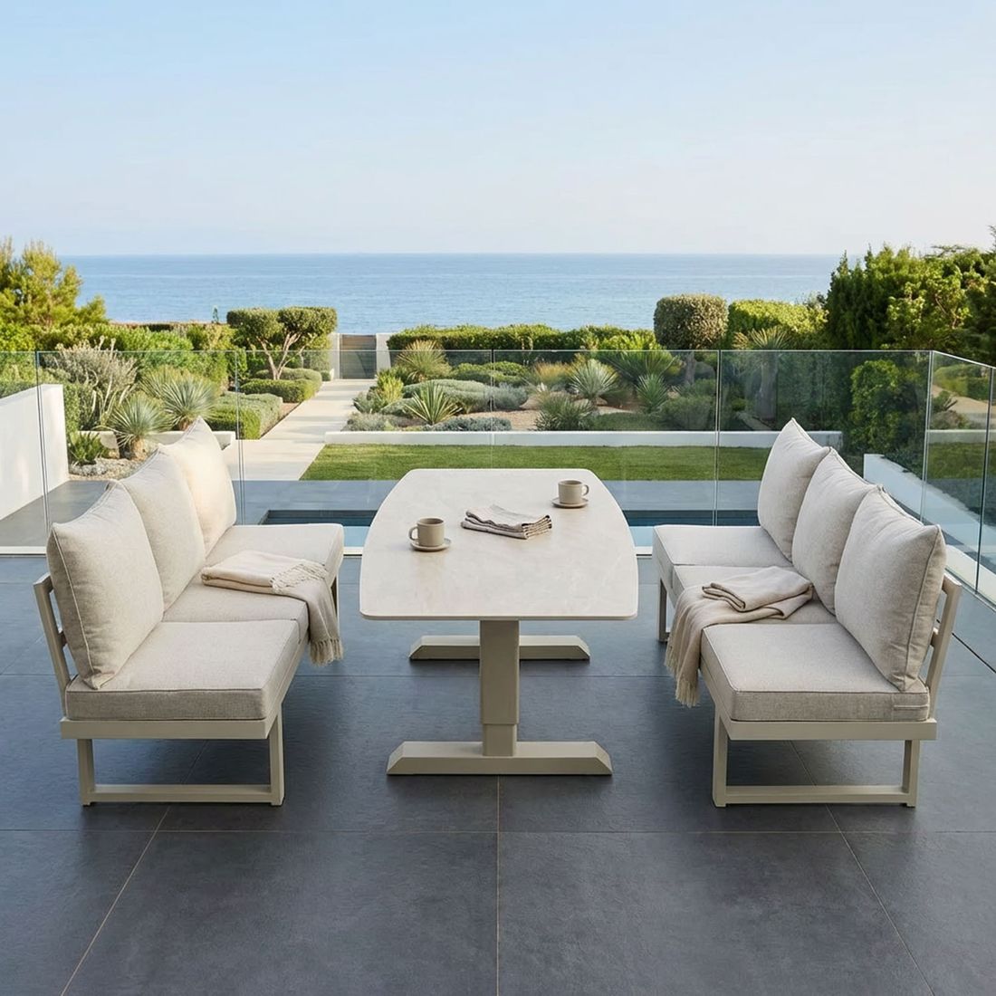 LC Garden Bondino Dininglounge Tisch 180x90cm Aluminium/Olefin