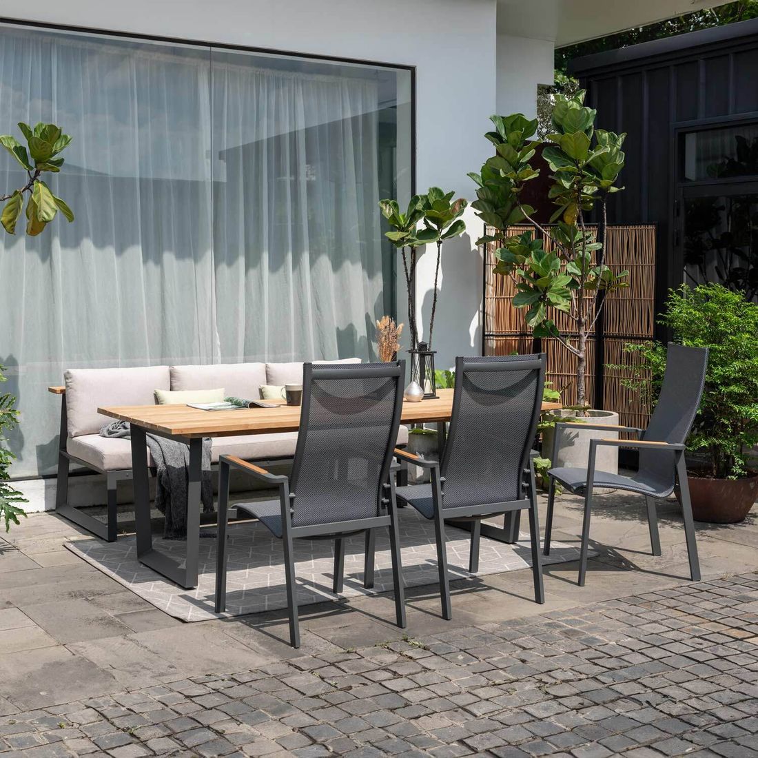 LifestyleGarden Jimmy Gartenmöbel-Set L (6 Plätze) Tisch 216x99cm