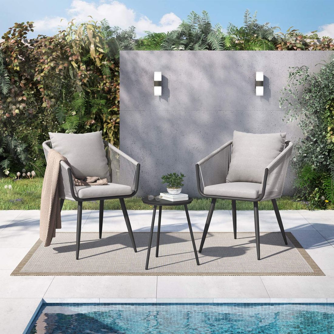 OUTLIV. Alex Gartenmöbel-Set S (2 Plätze) Tisch Ø45cm