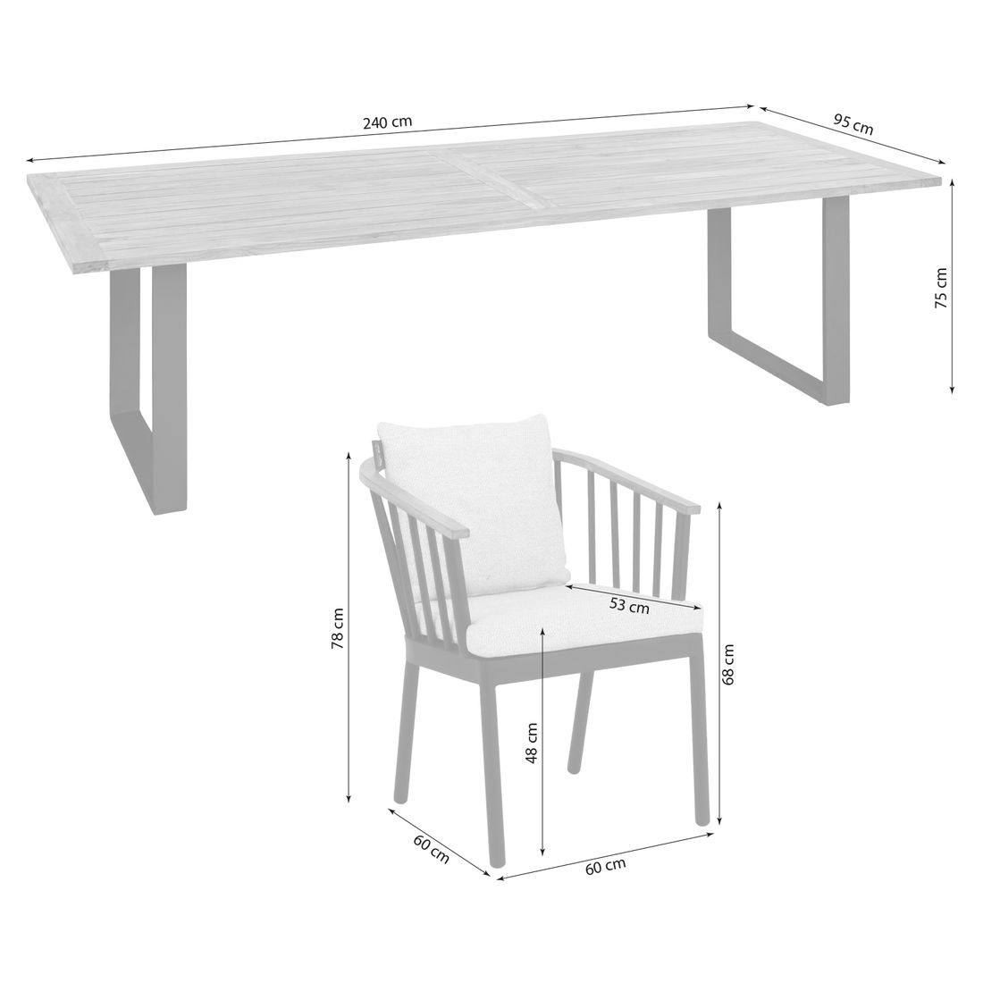 Apple Bee Condor Gartenmöbel-Set L (6 Plätze) Tisch 240x95cm