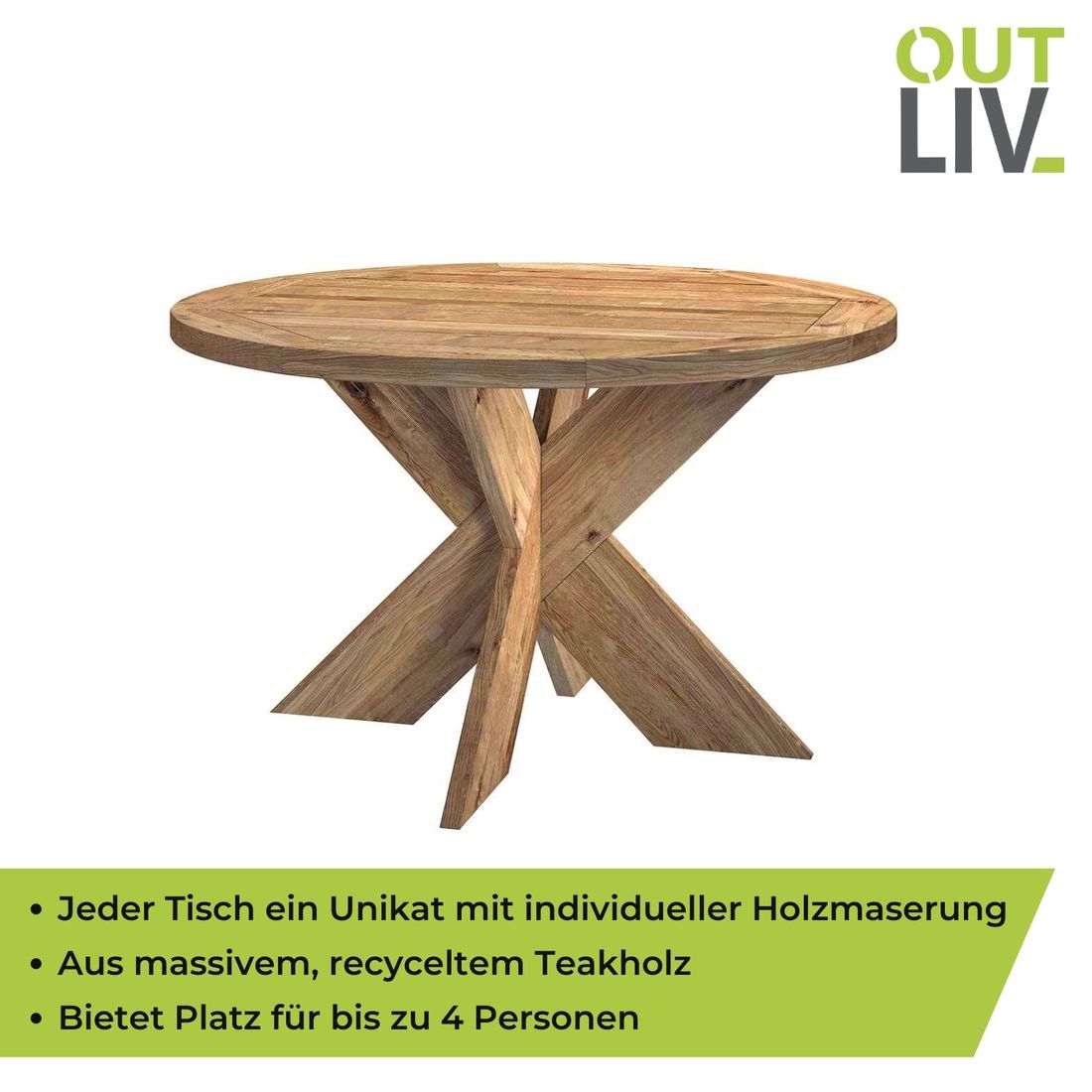 OUTLIV. Atlanta Gartentisch Teak Recycelt