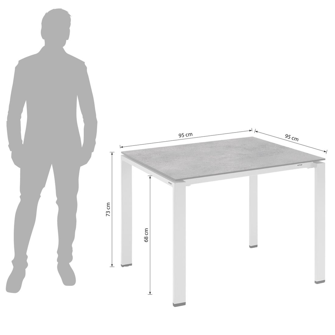 Kettler Float Gartentisch 95x95cm Aluminium/HPL