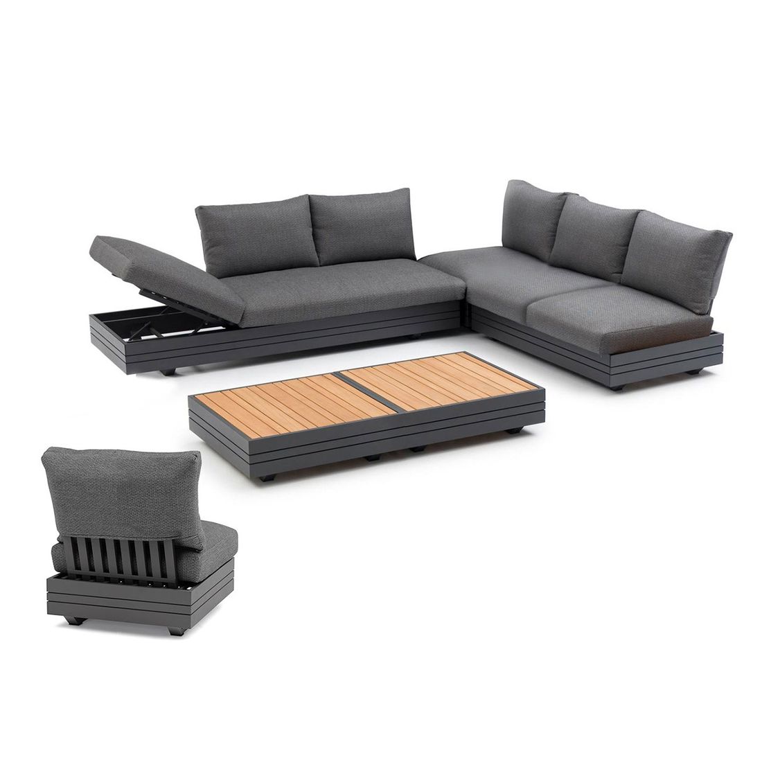 Zebra Cubo Neo Ecklounge inkl. Loungetische Aluminium/Sunproof