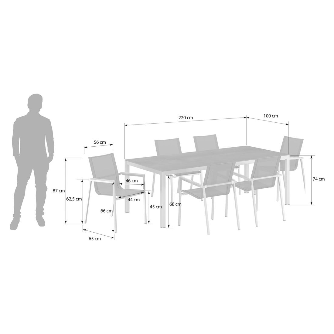 OUTLIV. Rimini Gartenmöbel-Set L (6 Plätze) Tisch 220x100cm