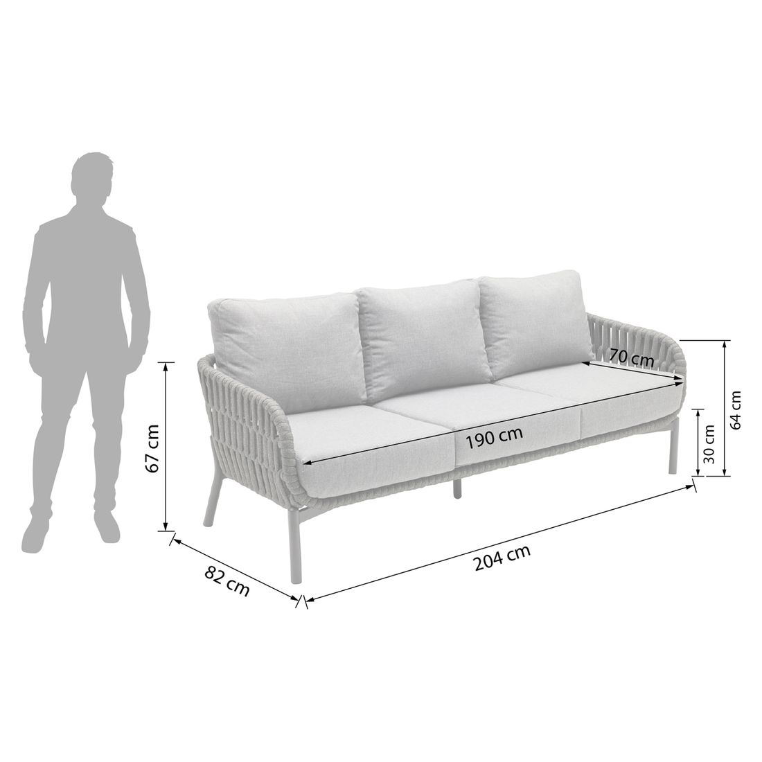 LC Garden Terano Low Dining Dininglounge inkl. Lifttisch 180x90cm Aluminium/Rope/Olefin