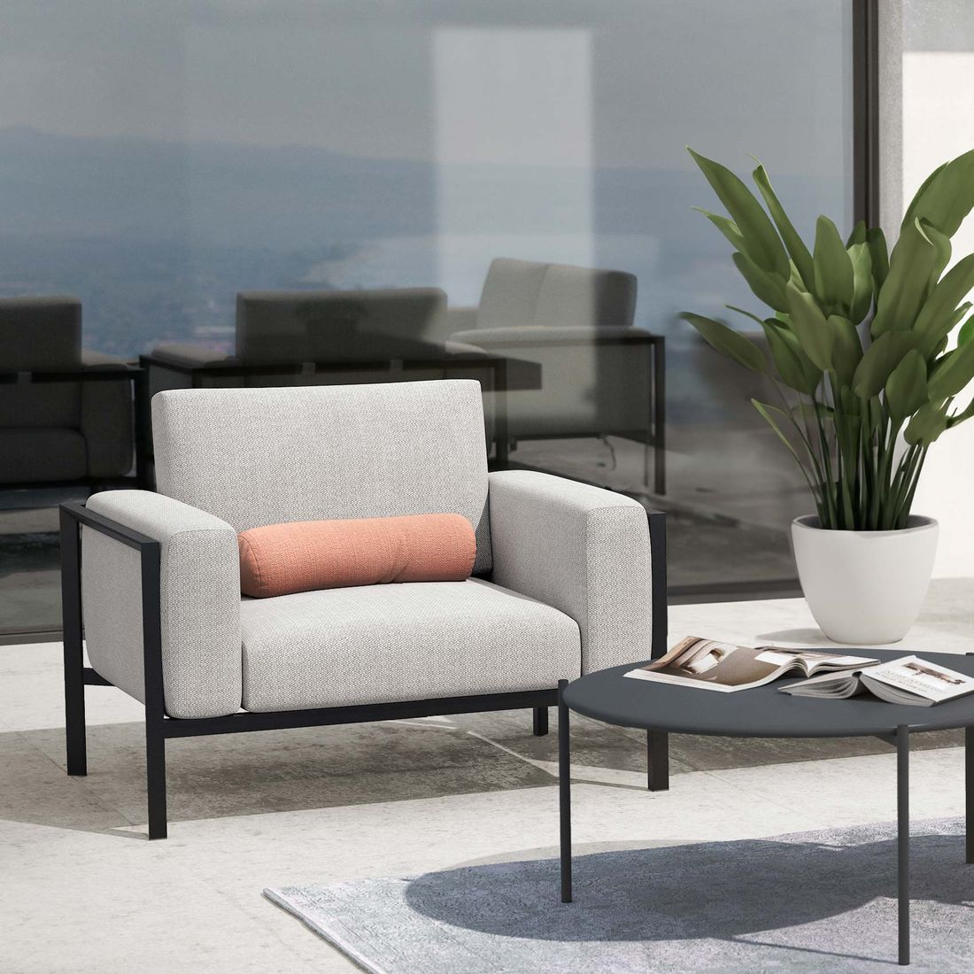 OUTLIV. Toskana Loungesessel Aluminium/Sunproof