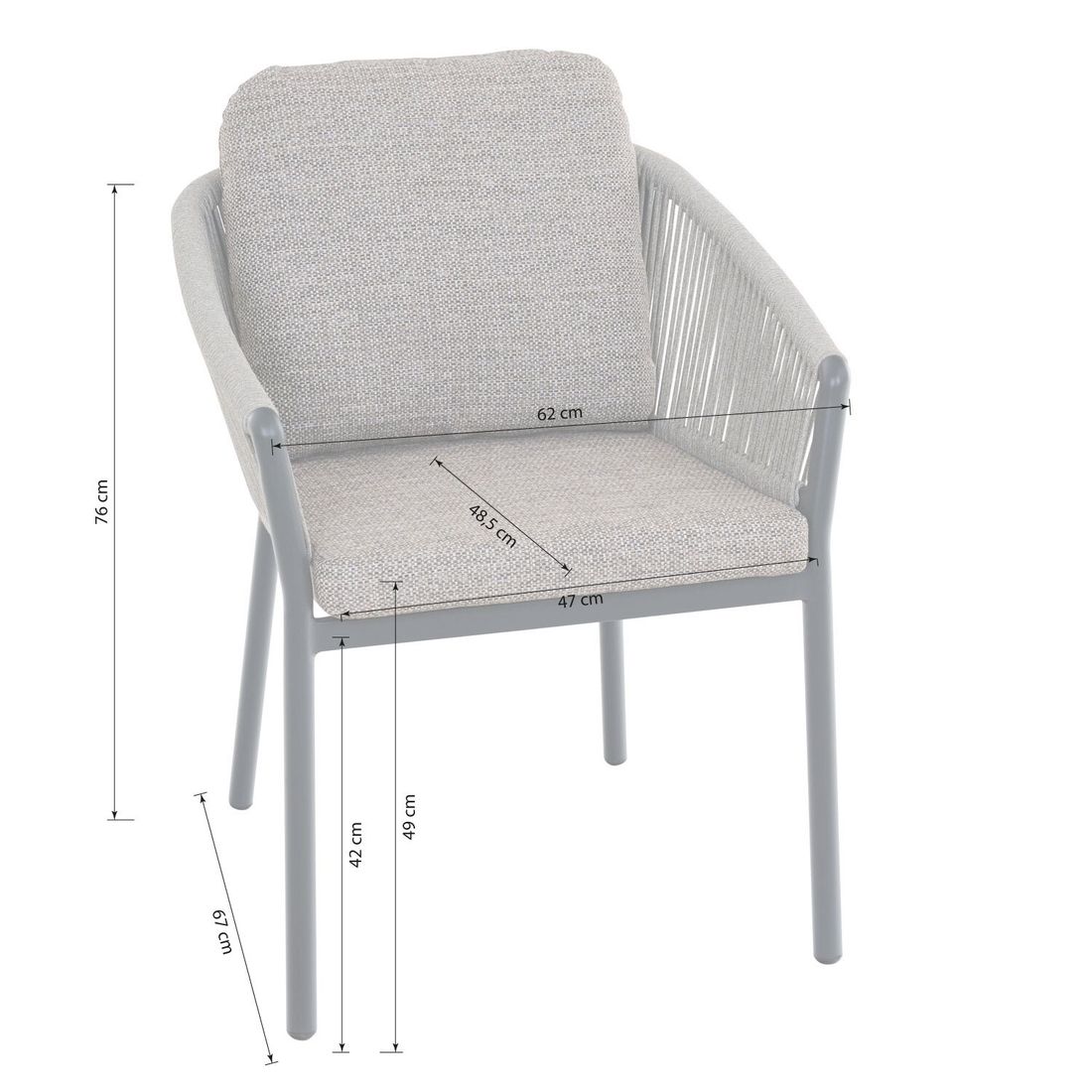 Siena Garden Merano Stapelsessel Aluminium mit Sitz- und Rückenkissen