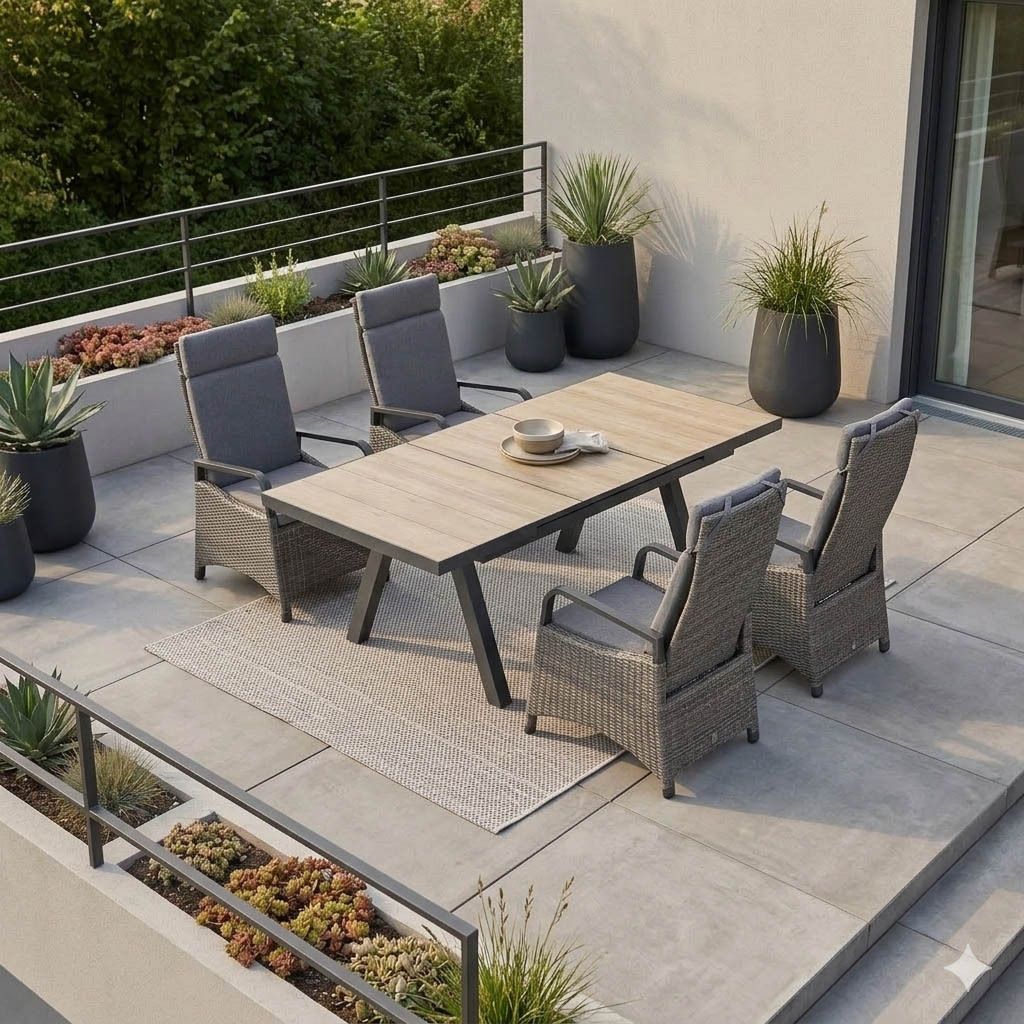 LC Garden Komido Gartenmöbel-Set M verstellbar (4 Plätze) Tisch 160/210x100cm