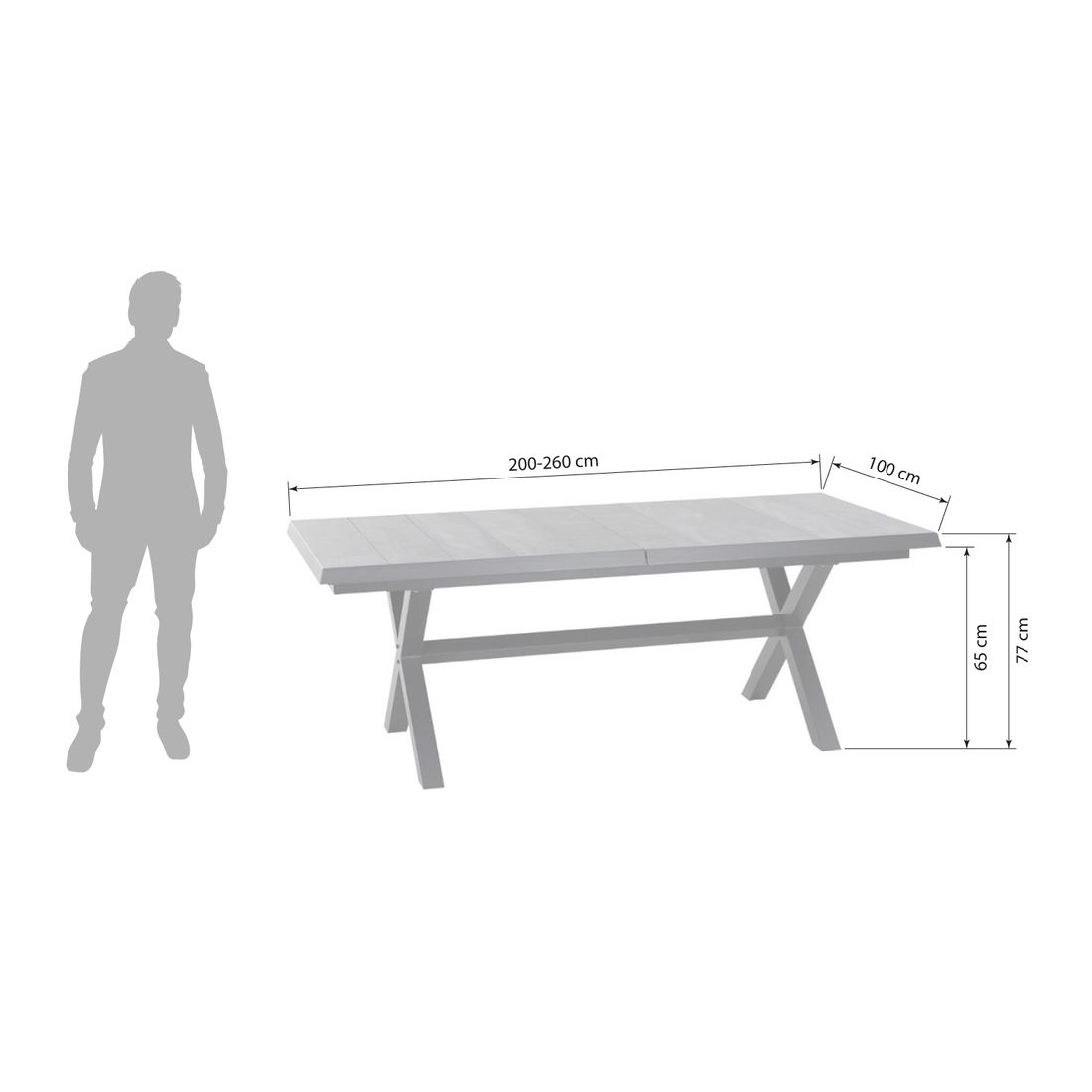 Siena Garden Sincro Ausziehtisch 200/260x100cm Aluminium/Keramik