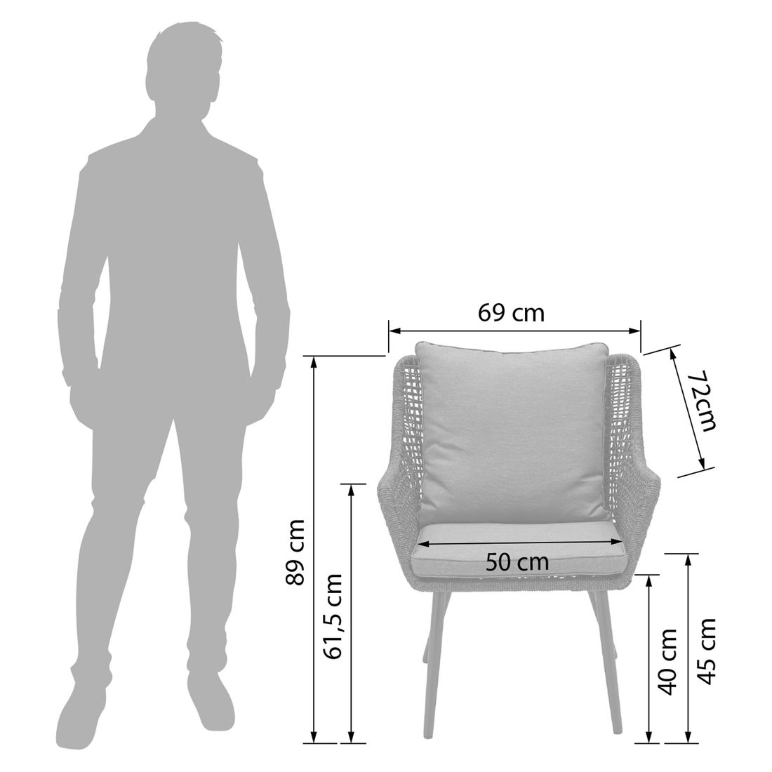 LC Garden Saigon Gartensessel Aluminium mit Sitz- und Rückenkissen