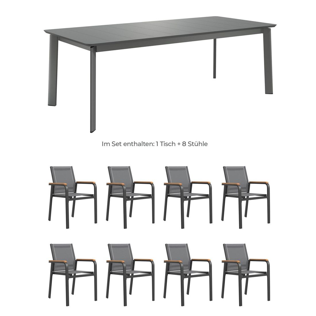 OUTLIV. Florenz Gartenmöbel-Set XL (8 Plätze) Tisch 220x100cm